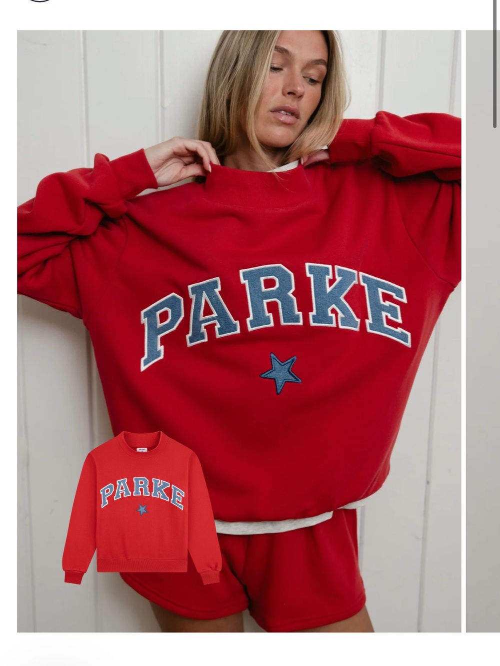 PARKE Vintage Star Varsity Mockneck in “Sail” L/XL